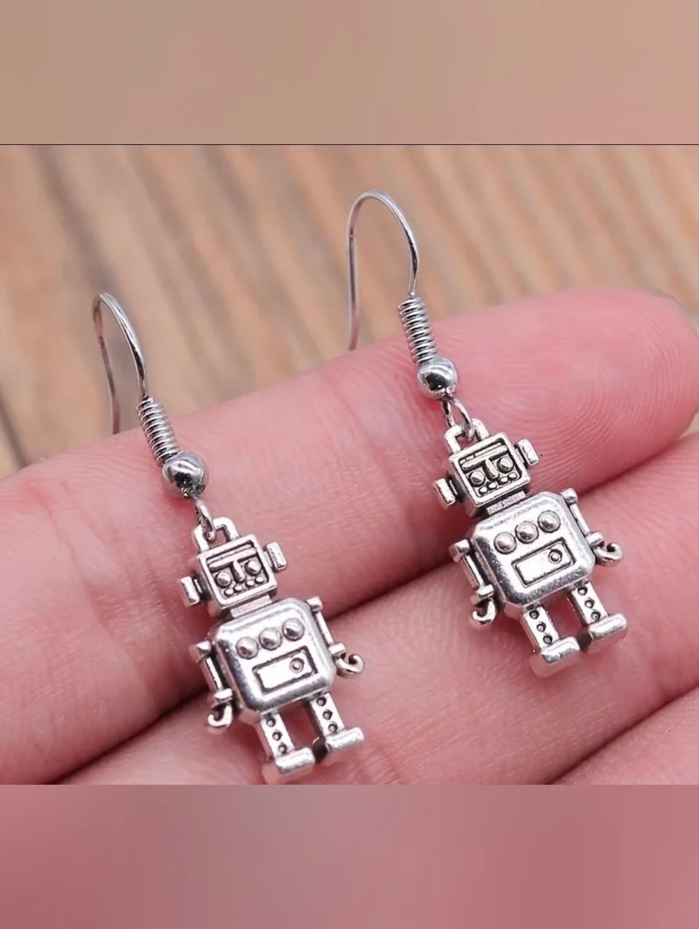 $8 Each Or Bundle 5/$20 Silver Baby Robot Dangle Earrings
